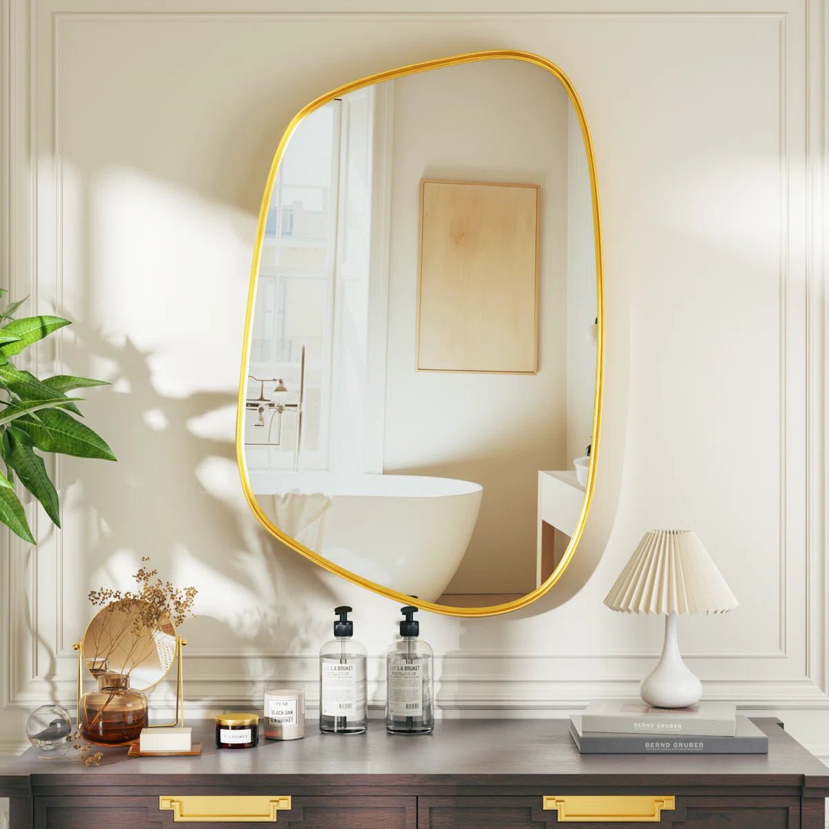 The Aura - Irregular Gold Wall Mirror - Curved Reflection Co.