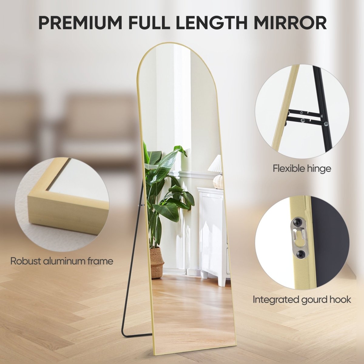 The Essence - Arched Full Length Floor Mirror - Curved Reflection Co.