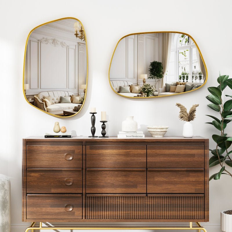 The Aura - Irregular Gold Wall Mirror - Curved Reflection Co.