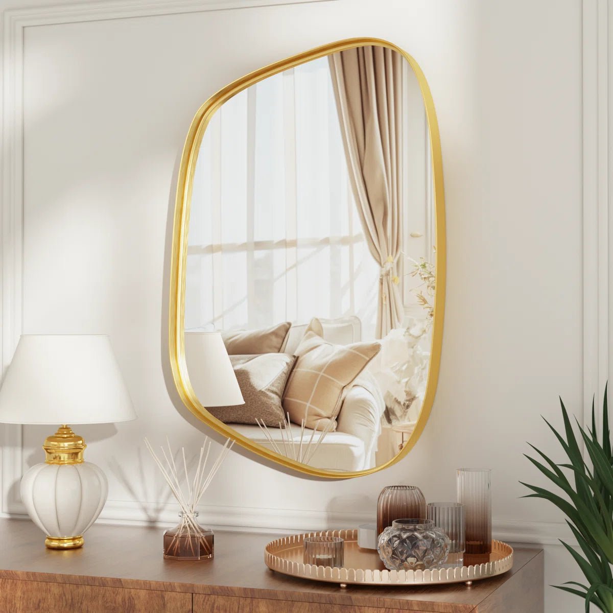 The Aura - Irregular Gold Wall Mirror - Curved Reflection Co.