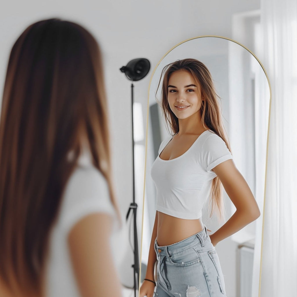 The Essence - Arched Full Length Floor Mirror - Curved Reflection Co.