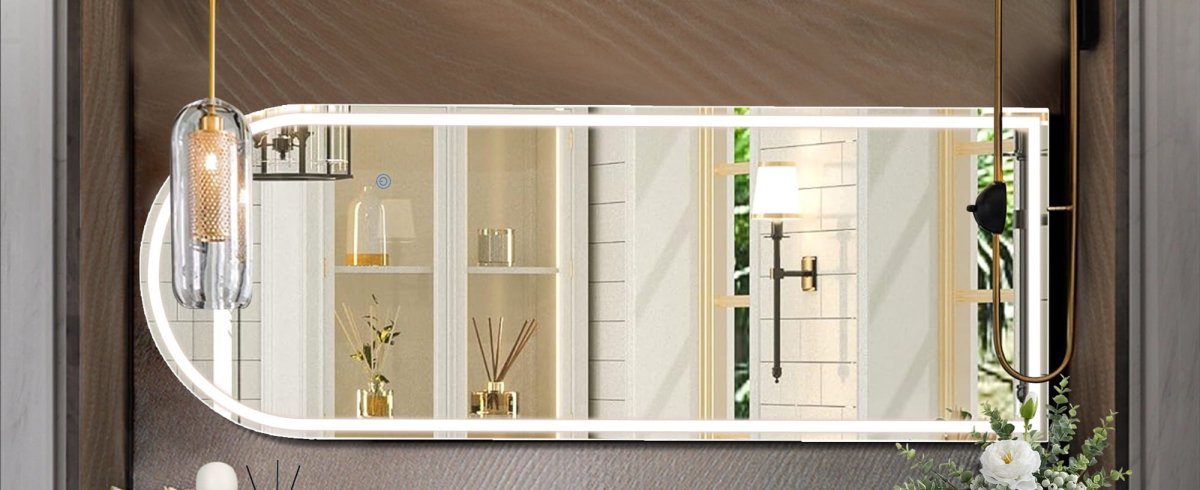 The Glow - LED Arched Full Length Floor Mirror - Curved Reflection Co.