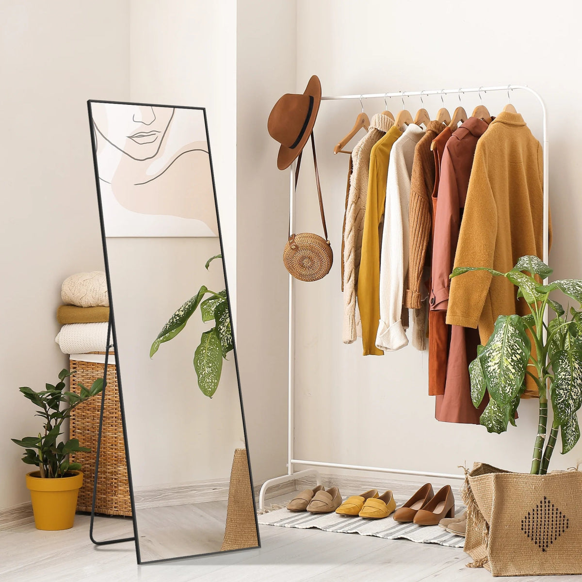 The Moderna - Rectangle Full Length Floor Mirror - Curved Reflection Co.