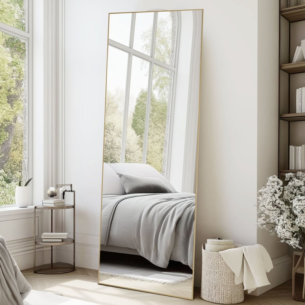 The Moderna - Rectangle Full Length Floor Mirror - Curved Reflection Co.