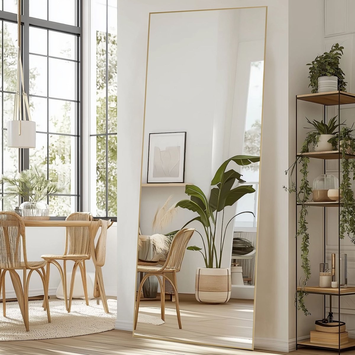 The Moderna - Rectangle Full Length Floor Mirror - Curved Reflection Co.