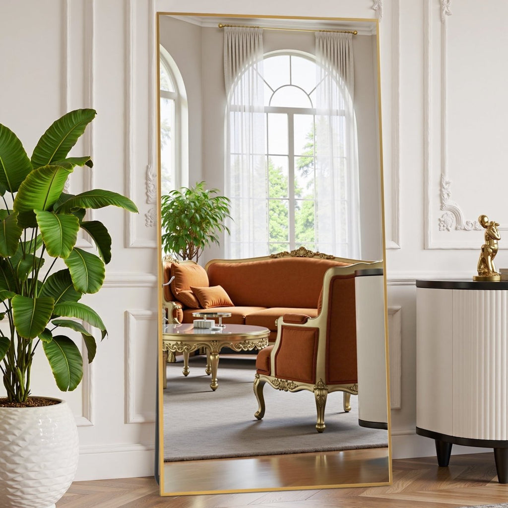The Moderna - Rectangle Full Length Floor Mirror - Curved Reflection Co.